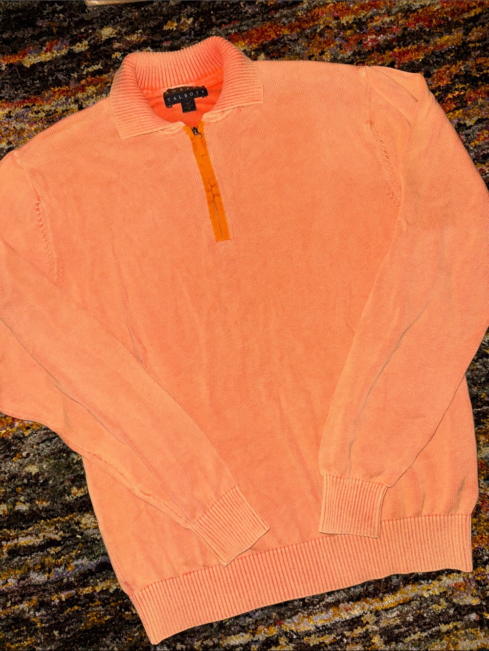 Men's Orange Zip-Neck Sweater M